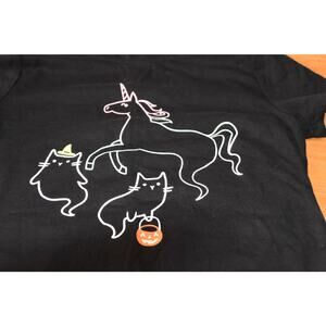 Cat & Jack S/S Graphic Tee, Halloween Print, Girl's Large 10/12, Unicorn, LN